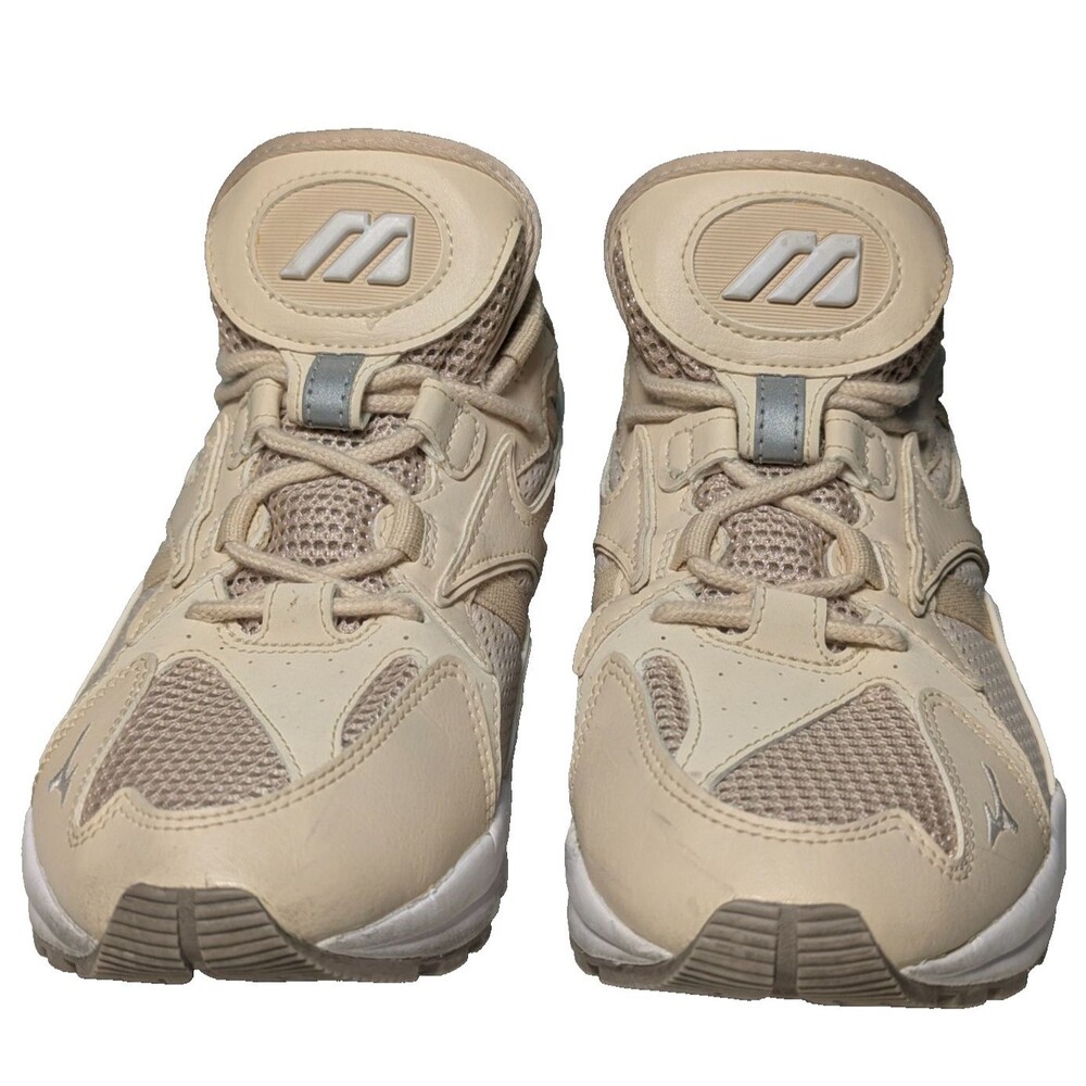 Mizuno Wave Rider 1 Beige Cream Leather Running Shoes D1GA192749 Men's Size 9